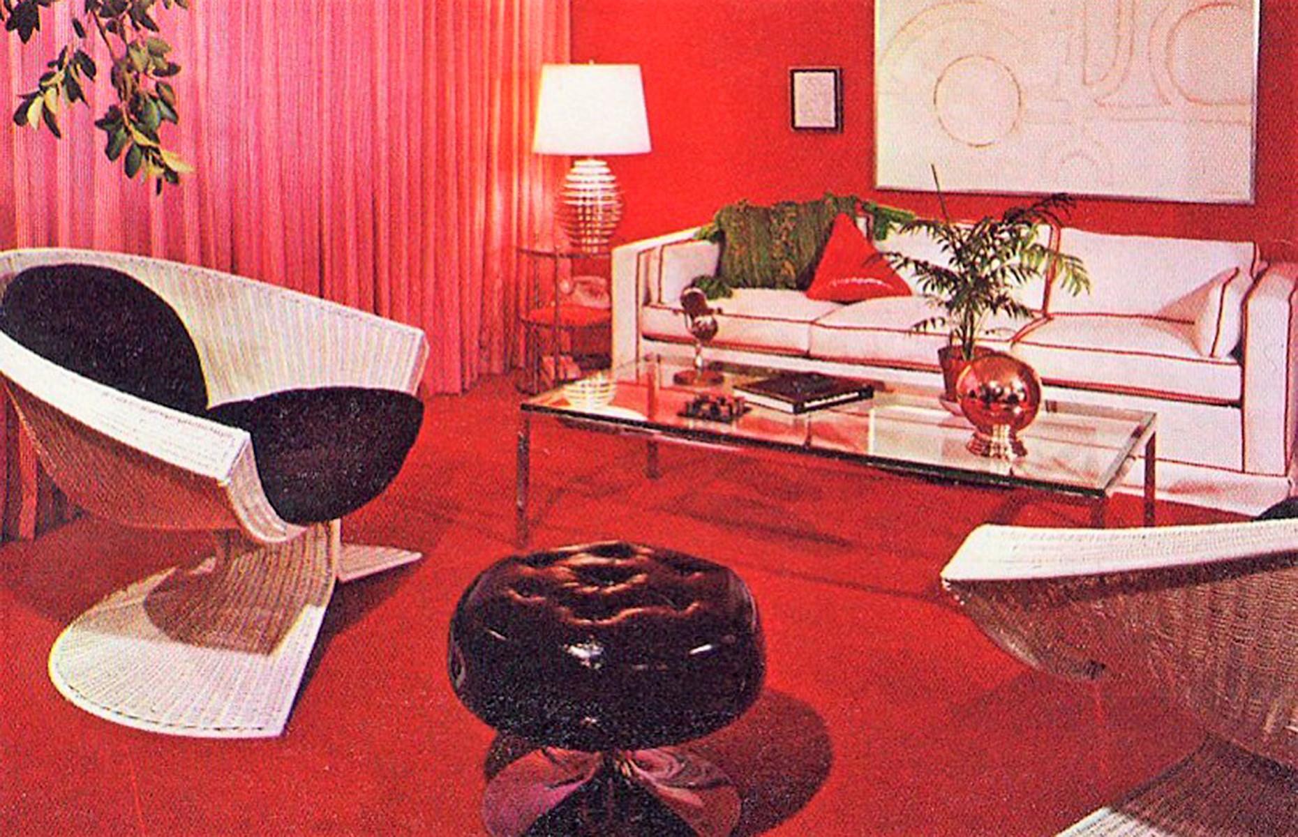 1970s red living room